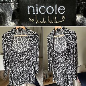 Nicole By Nicole Miller Womens Black/white Blouse Size XL